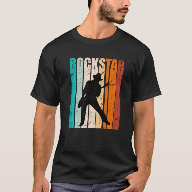Retro Guitar Rock And Roll Guitarists Guitar Music T-Shirt (Front)