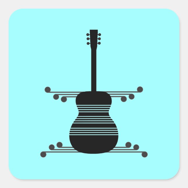 Retro Guitar Square Stickers (Front)
