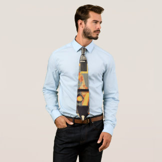 Retro Guitar Strings Illustration Tie