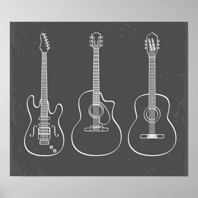 Retro guitar trio musical illustration poster (Front)