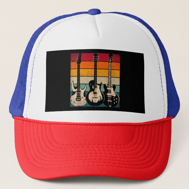 Retro Guitar  Trucker Hat (Front)