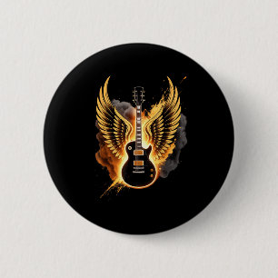 Retro Guitar Wings Abstract Art Rock And Roll Musi 6 Cm Round Badge