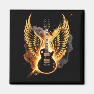 Retro Guitar Wings Abstract Art Rock And Roll Musi Magnet