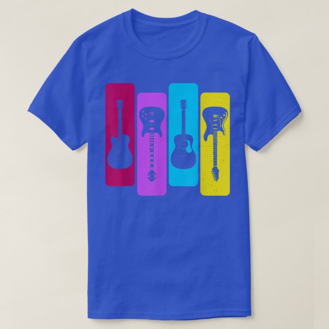 Retro Guitars Guitarist Acoustic Electric Guitar R T-Shirt (Design Front)