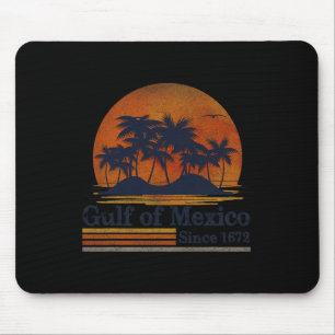 Retro Gulf Of Mexico 1672 Beach Palms Summer Vacat Mouse Mat