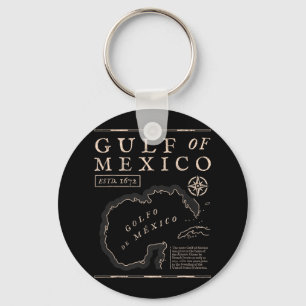 Retro Gulf Of Mexico 1672 Historic Map Key Ring