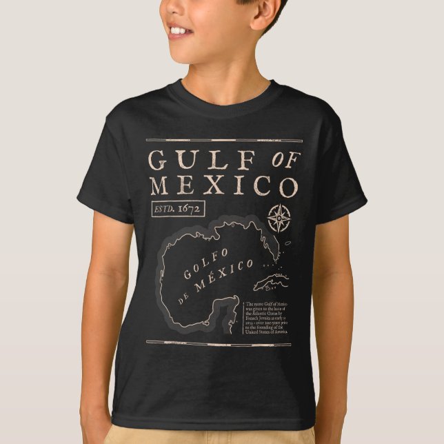Retro Gulf Of Mexico 1672 Historic Map  T-Shirt (Front)