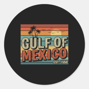 Retro Gulf Of Mexico Est 1550 Beach Vibes Sunset A Classic Round Sticker