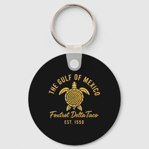 Retro Gulf Of Mexico Est 1550 Foxtrot Delta Taco Key Ring