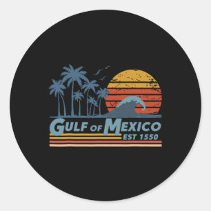 Retro Gulf Of Mexico Est 1550 Vintage Beach Classic Round Sticker