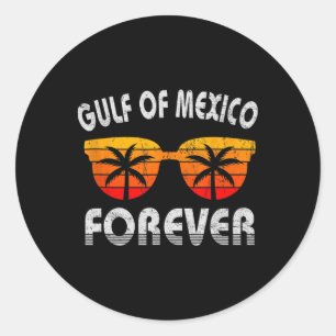 Retro Gulf Of Mexico Forever Vintage Beach Gulf Me Classic Round Sticker