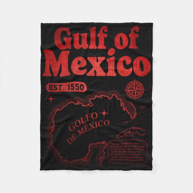 Retro Gulf Of Mexico Since 1550 Historic Gulf Of M Fleece Blanket (Front)
