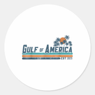 Retro Gulf Of Us America 2025 American Flag Gulf M Classic Round Sticker