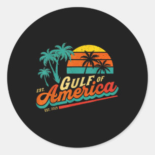Retro Gulf Of Us America 2025 American Flag Gulf M Classic Round Sticker