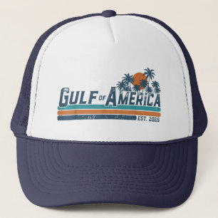Retro Gulf Of US America 2025 American Flag Gulf Trucker Hat