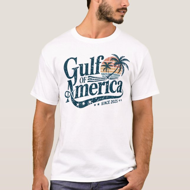 Retro Gulf Of USA 2025 American Flag Mexico T-Shirt (Front)