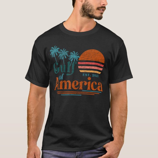 Retro Gulf Of USA 2025 American Flag Mexico T-Shirt (Front)