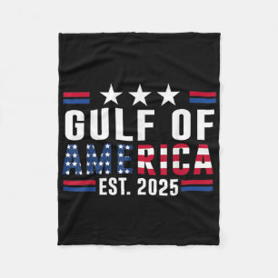 Retro Gulf Of Usa America 2025 American Flag Fleece Blanket