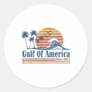 Retro Gulf Of Usa America 2025 American Flag Gulf Classic Round Sticker