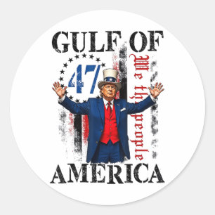 Retro Gulf Of Usa America 2025 American Flag Gulf Classic Round Sticker
