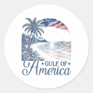 Retro Gulf Of Usa America 2025 American Flag Gulf Classic Round Sticker