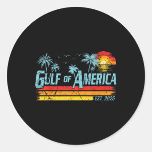 Retro Gulf Of Usa America 2025 American Flag Gulf Classic Round Sticker