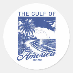 Retro Gulf Of Usa America 2025 American Flag Gulf Classic Round Sticker