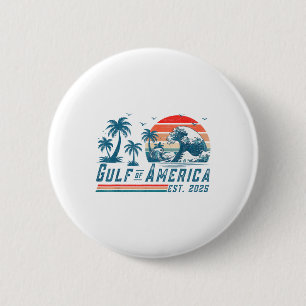 Retro Gulf Of Usa America Est 2025 American Flag 6 Cm Round Badge