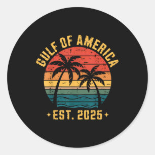 Retro Gulf Of Usa America Est 2025 American Flag Classic Round Sticker