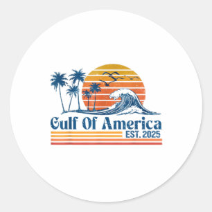 Retro Gulf Of Usa America Est 2025 American Flag Classic Round Sticker