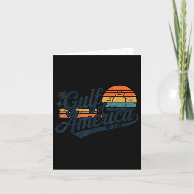 Retro Gulf Of Usa America Est 2025 American Flag G Card (Front)