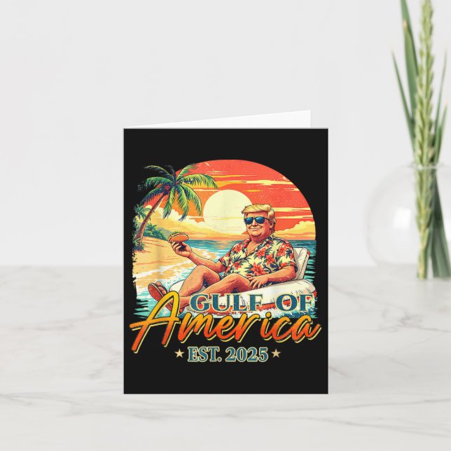 Retro Gulf Of Usa America Est 2025 American Flag G Card (Front)