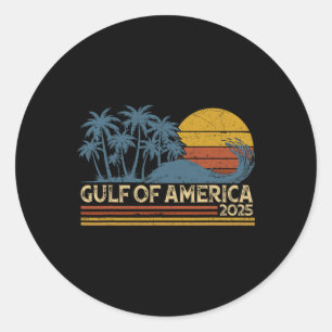 Retro Gulf Of Usa America Est 2025 American Flag G Classic Round Sticker