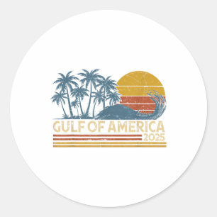 Retro Gulf Of Usa America Est 2025 American Flag G Classic Round Sticker
