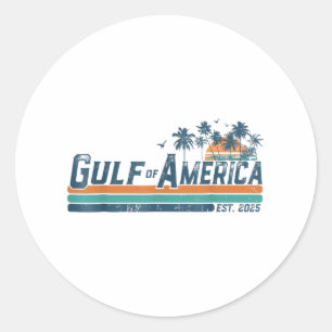 Retro Gulf Of Usa America Est 2025 American Flag G Classic Round Sticker