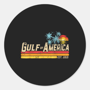Retro Gulf Of Usa America Est 2025 American Flag G Classic Round Sticker
