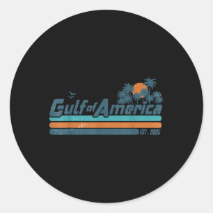 Retro Gulf Of Usa America Est 2025 American Flag G Classic Round Sticker
