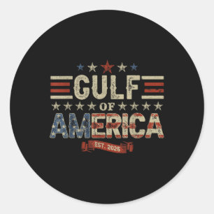 Retro Gulf Of Usa America Est 2025 American Flag G Classic Round Sticker