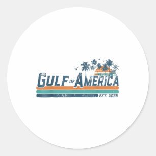 Retro Gulf Of Usa America Est 2025 American Flag G Classic Round Sticker