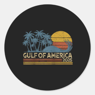 Retro Gulf Of Usa America Est 2025 American Flag G Classic Round Sticker