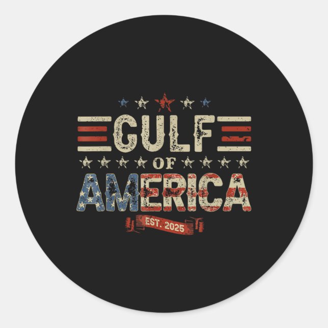 Retro Gulf Of Usa America Est 2025 American Flag G Classic Round Sticker (Front)