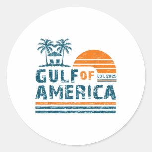 Retro Gulf Of Usa America Est 2025 American Flag G Classic Round Sticker