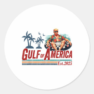 Retro Gulf Of Usa America Est 2025 American Flag G Classic Round Sticker