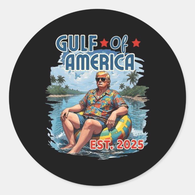 Retro Gulf Of Usa America Est 2025 American Flag G Classic Round Sticker (Front)