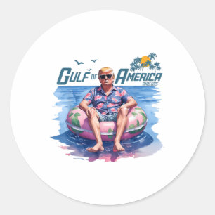 Retro Gulf Of Usa America Est 2025 American Flag G Classic Round Sticker