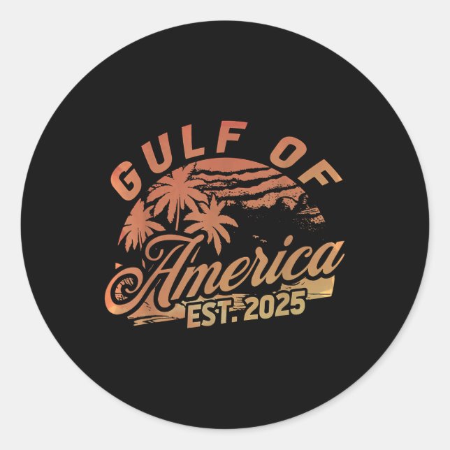 Retro Gulf Of Usa America Est 2025 American Flag G Classic Round Sticker (Front)