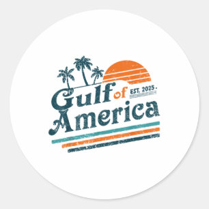 Retro Gulf Of Usa America Est 2025 American Flag G Classic Round Sticker