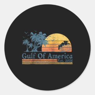 Retro Gulf Of Usa America Est 2025 American Flag G Classic Round Sticker