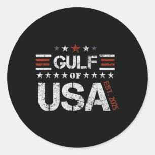 Retro Gulf Of Usa America Est 2025 American Flag G Classic Round Sticker