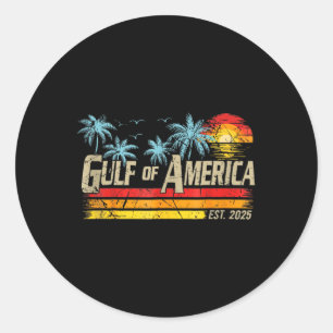 Retro Gulf Of Usa America Est 2025 American Flag G Classic Round Sticker